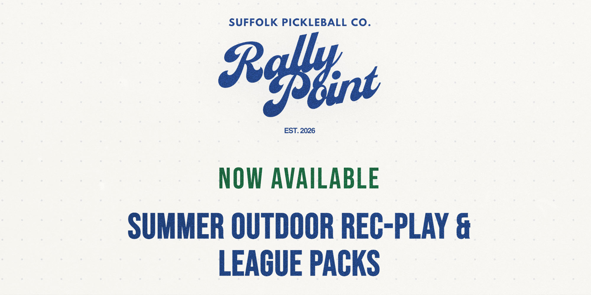 RallyPoint graphic: now available, summer outdoor rec-play and league packs