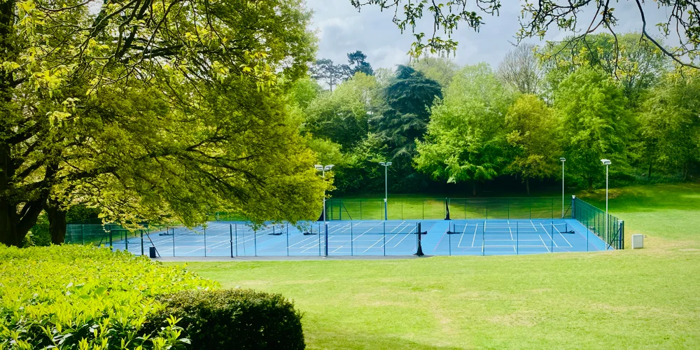 The 6 pickleball courts marked out at Woodbridge School - looking beautiful in the valley. What a view.