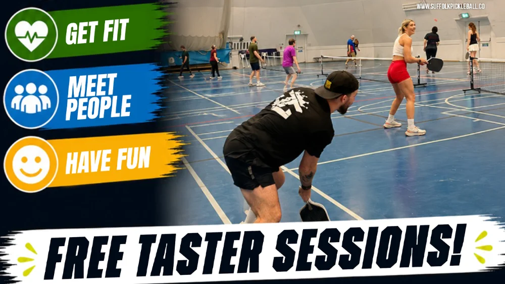Come and try pickleball for free in Woodbridge, Suffolk! Players playing at Woodbridge School's Sports Dome. All ages, all abilities.